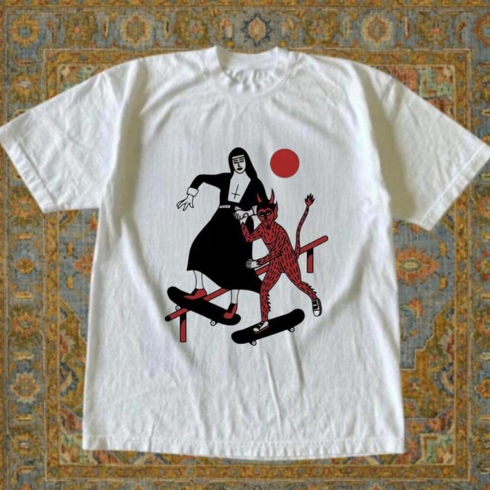 Gildan Men White T-Shirt, Nun And Devil White T-Shirt